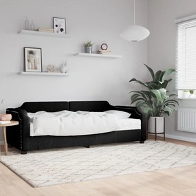 3197623 vidaXL Sofá-cama com colchão 100x200 cm tecido preto