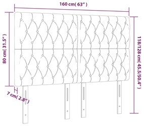 Cabeceira de cama c/ luzes LED tecido 160x7x118/128cm castanho