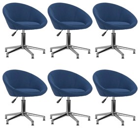 vidaXL Cadeiras de jantar giratórias 6 pcs tecido azul