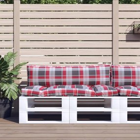 vidaXL Almofadões para móveis de paletes 2 pcs tecido xadrez vermelho