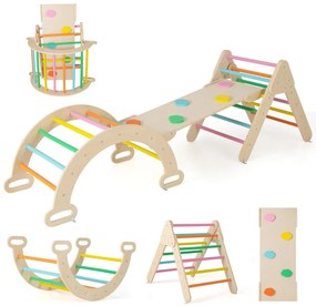 Conjunto de 3 brinquedos de escalada para crianças de 1+ anos com arco triangular, conjunto de escalada cinza