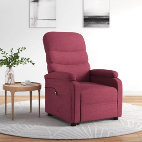 vidaXL Poltrona elevatória tecido vermelho tinto