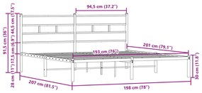 Cama sem colchão com cabeceira 190x200 cm carvalho castanho