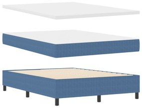 Cama Box com Colchão Azul 140x200 cm Tecido de Veludo
