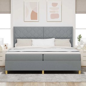 Cama Box com Colchão e Luz LED Cinza Claro 200x200 cm Tecido