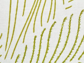 Almofada decorativa com padrão de folhas em algodão branco e verde 30 x 50 cm SPANDOREA Beliani