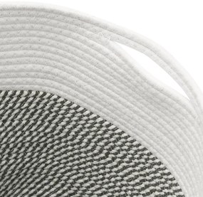 Cesto de arrumação Ø40x35 cm algodão cinzento e branco