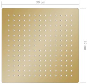 Cabeça de chuveiro quadrada 30x30 cm aço inoxidável dourado