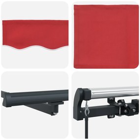 Toldo Retrátil Manual Vermelho 600x300 cm, vidaXL Tecido de Substituiç