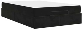 Estrutura da Cama com armazenamento Preto 140 x 190 cm Veludo