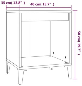 Mesa de cabeceira 40x35x50 cm cinza cimento