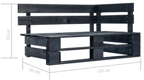 4 pcs conj. lounge paletes c/ almofadões pinho impregnado preto