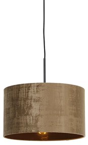 Candeeiro de suspensão moderno preto com cúpula castanha 35 cm - Combi Moderno