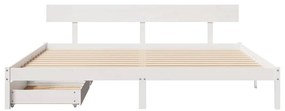 Cama sem colchão 180x200 cm madeira de pinho maciça branco