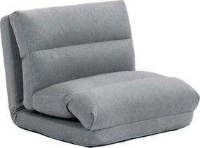 HOMCOM Poltrona de Chão Reclinável 5 Posições Conversível em Cama Cinza 70x72x56 cm | Aosom Portugal