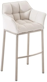 Banco de bar Damaso em tecido com estrutura prateada 64 x 110 x 48 cm Branco
