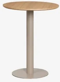 Mesa De Bar Redonda Em Mdf Xiren Ø60 Cm & Castanho Madeira Natural – Castanho Mocha - Sklum