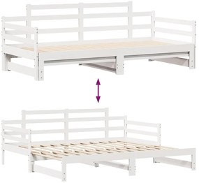 Sofá-cama com gavetão e gavetas sem colchão 90x200 cm branco