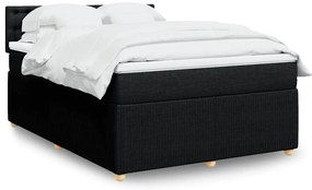 Cama com molas/colchão 160x200 cm tecido preto