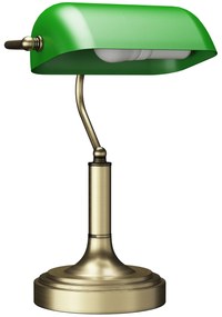 HOMCOM Candeeiro de Mesa Banqueiro Candeeiro de Mesa Vintage E27 com Ecrã Orientável a 45° 26,8x22x39,5 cm Verde | Aosom Portugal
