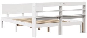 Estrutura de cama c/ cabeceira 150x200 cm pinho maciço branco