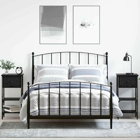 vidaXL Armário de Cabeceira 2 pcs Carvalho Preto 33,5 x 36 x 70 cm