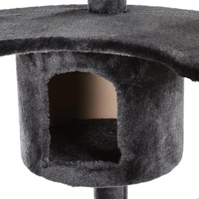 Árvore de gato estável com postes Raspador Pelúcia sisal 65x50x155 cinza escuro