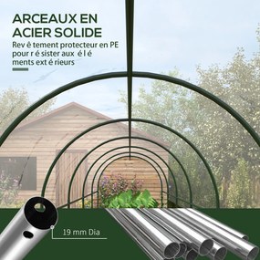 Estufa de jardim para tomates com 7 arcos de aço e cobertura de plástico, 6 x 1,23 x 1,71 m, verde