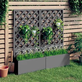 vidaXL Vasos/floreiras com treliça WPC 2 pcs 65x33x135 cm cinzento