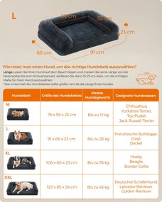 Cama para cães L Cobertura amovível e lavável 91 x 68 x 23 cm Cinzento escuro