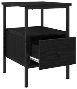 Criado-mudo vidaXL Preto Carvalho 34x36x50 cm Madeira de engenharia e