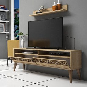 Conjunto de Mobiliário de Sala de Estar Line – Carvalho – TV Stand 150