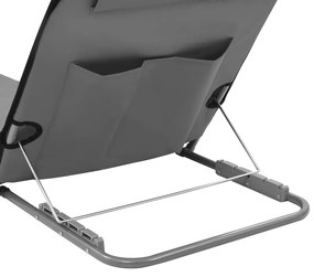 Colchões de praia dobráveis 2 pcs aço e tecido cinzento