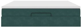 Estrutura de cama otomana com colchão 160x200 cm verde escuro