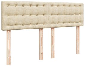 Cama Otomana com Colchão &amp; LEDs Creme 140x200 cm Tecido
