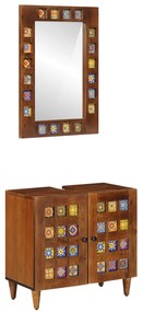 vidaXL Conjunto de Móveis para Banheiro com porta 2 pcs Nogueira