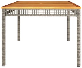 Mesa de jardim 180x90x75cm vime PE e madeira de acácia cinzento
