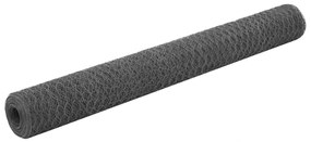vidaXL Cerca arame galinheiro 25x1,2m aço c/ revestimento PVC cinzento