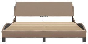 Estrutura cama cabeceira 160x200 cm couro artificial cappuccino