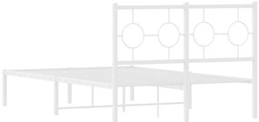 Estrutura de cama com cabeceira 120x190 cm metal branco