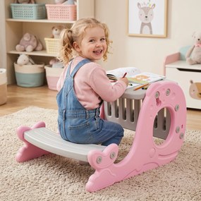 Conjunto de Mesa de Atividades Infantil com Banco, 67 x 54 x 39 cm, 4 em 1, Rosa