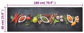 Tapete de cozinha lavável 60x180 cm veludo padrão especiarias
