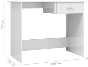 Secretária 100x50x76 cm contraplacado branco brilhante