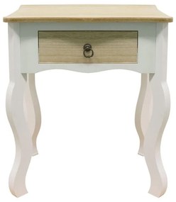 Mesa de Cabeceira Louge - Branco/Carvalho - Design Clássico