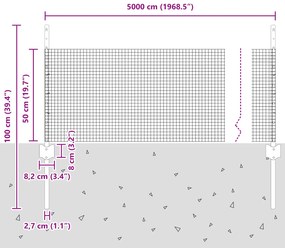 Cerca de Arame Soldado com 22 Postes Prateados 0,5x50 m Aço