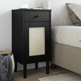 vidaXL Mesa de cabeceira SENJA 40x35x80 cm pinho maciço preto