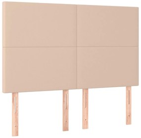 Cabeceira cama c/ LED couro artif. 144x5x118/128 cm cappuccino