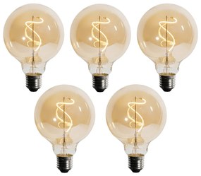 Conjunto de 5 Lâmpadas LED E27 Reguláveis Filamento Espiral G95 4W 270 lm 2200K