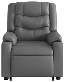 Poltrona massagens reclinável elevatória couro artif. cinzento