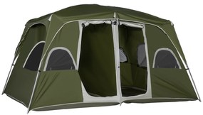 Outsunny Tenda de Campismo Familiar para 4-8 Pessoas com 2 Quartos Ten